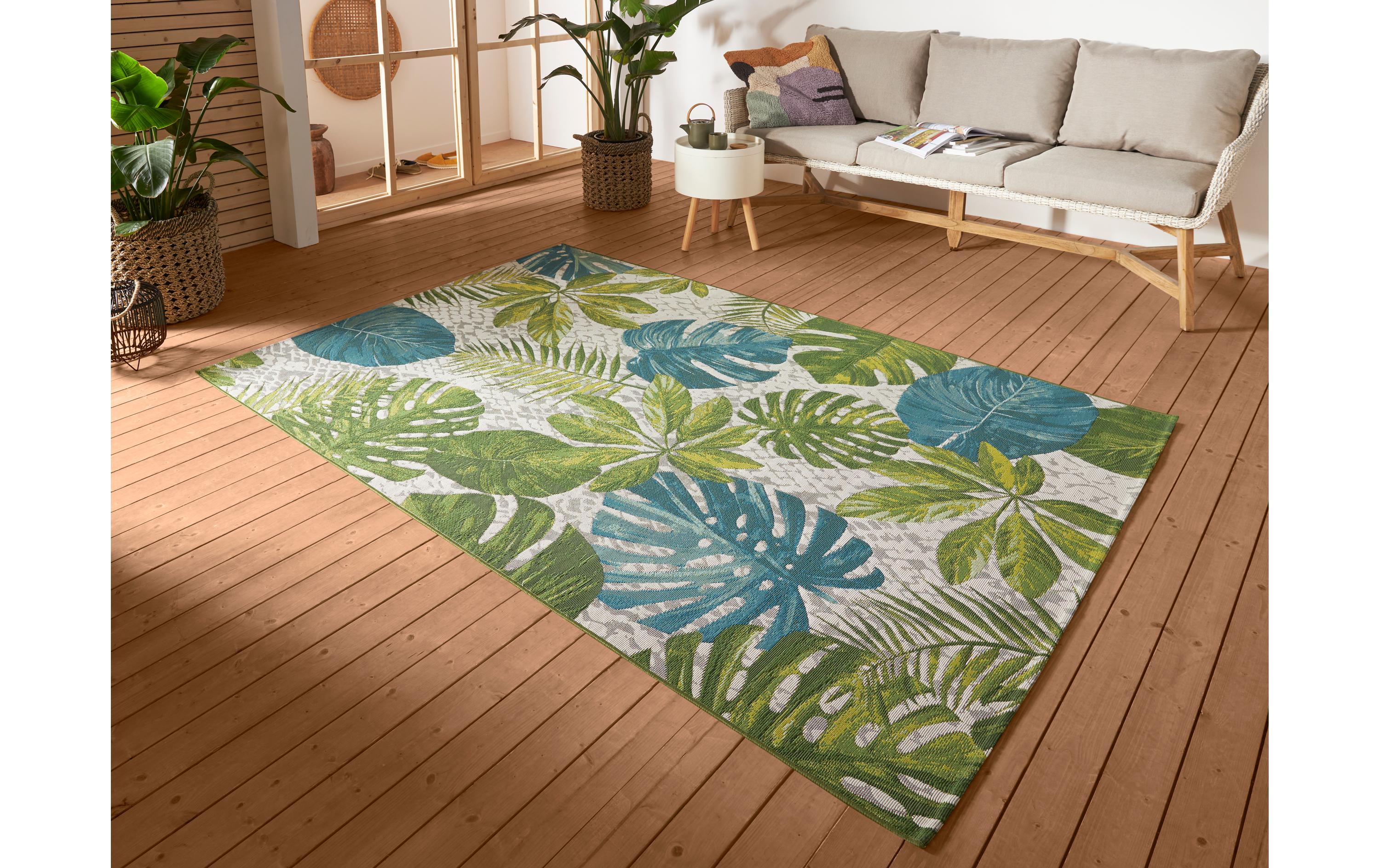 Hanse Home Teppich Tropical Leaves 120 cm x 180 cm, Grün/Türkis