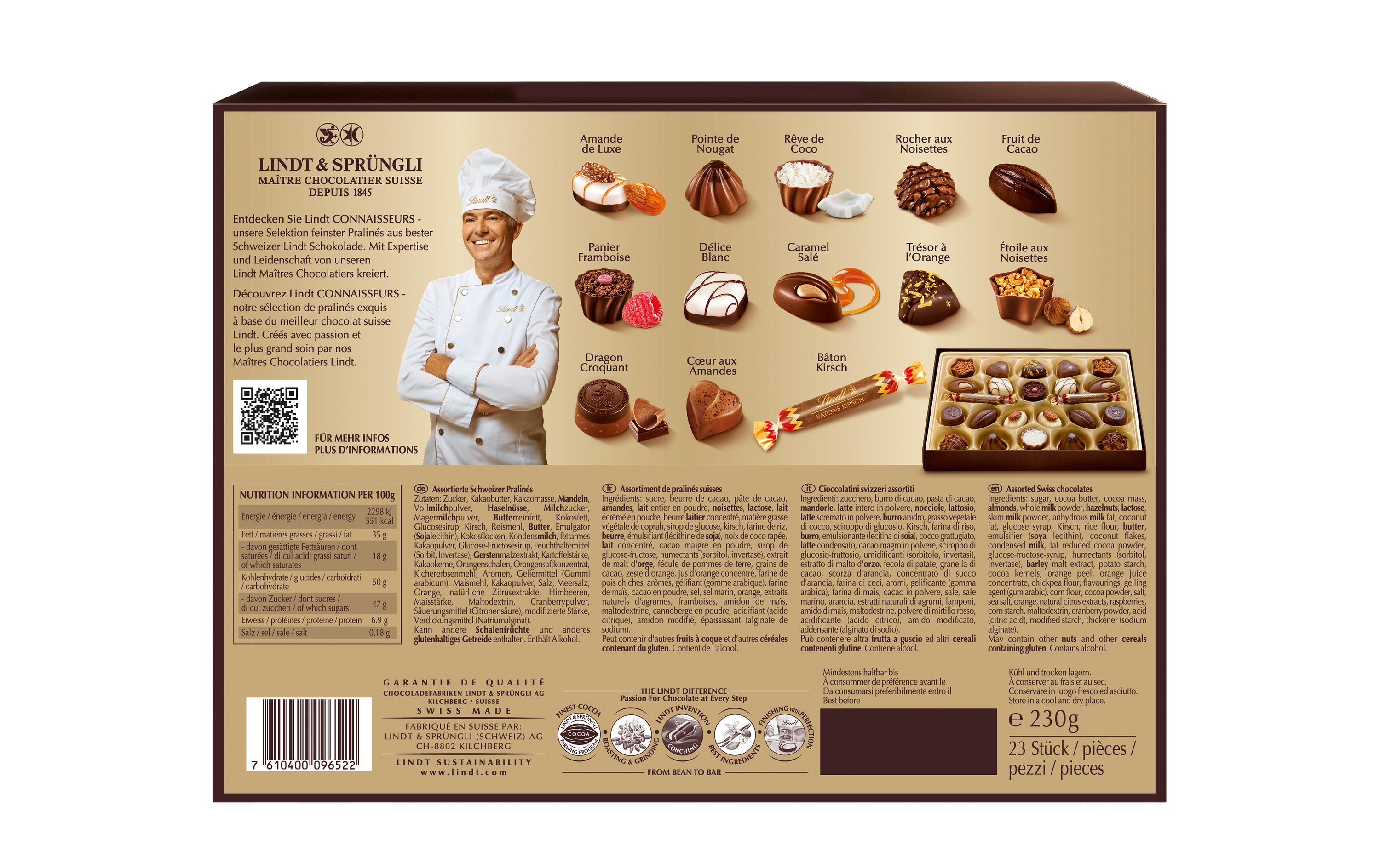 Lindt Schokoladen-Pralinen Connaisseurs assortiert 230 g Lindt Schokoladen-Pralinen Connaisseurs assortiert 230 g
