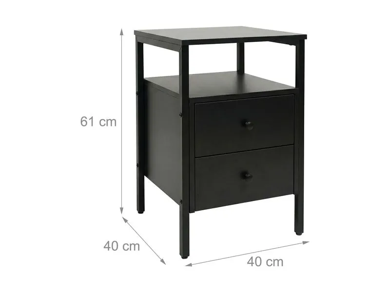 relaxdays Nachttisch 40 x 61 cm, Schwarz relaxdays Nachttisch 40 x 61 cm, Schwarz