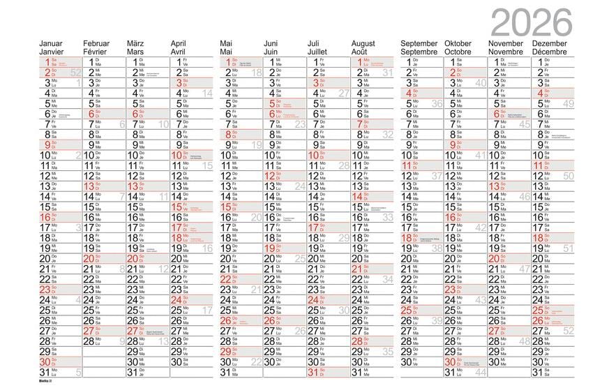 Biella Kalender Jahres-Wandplaner 98 x 68 cm