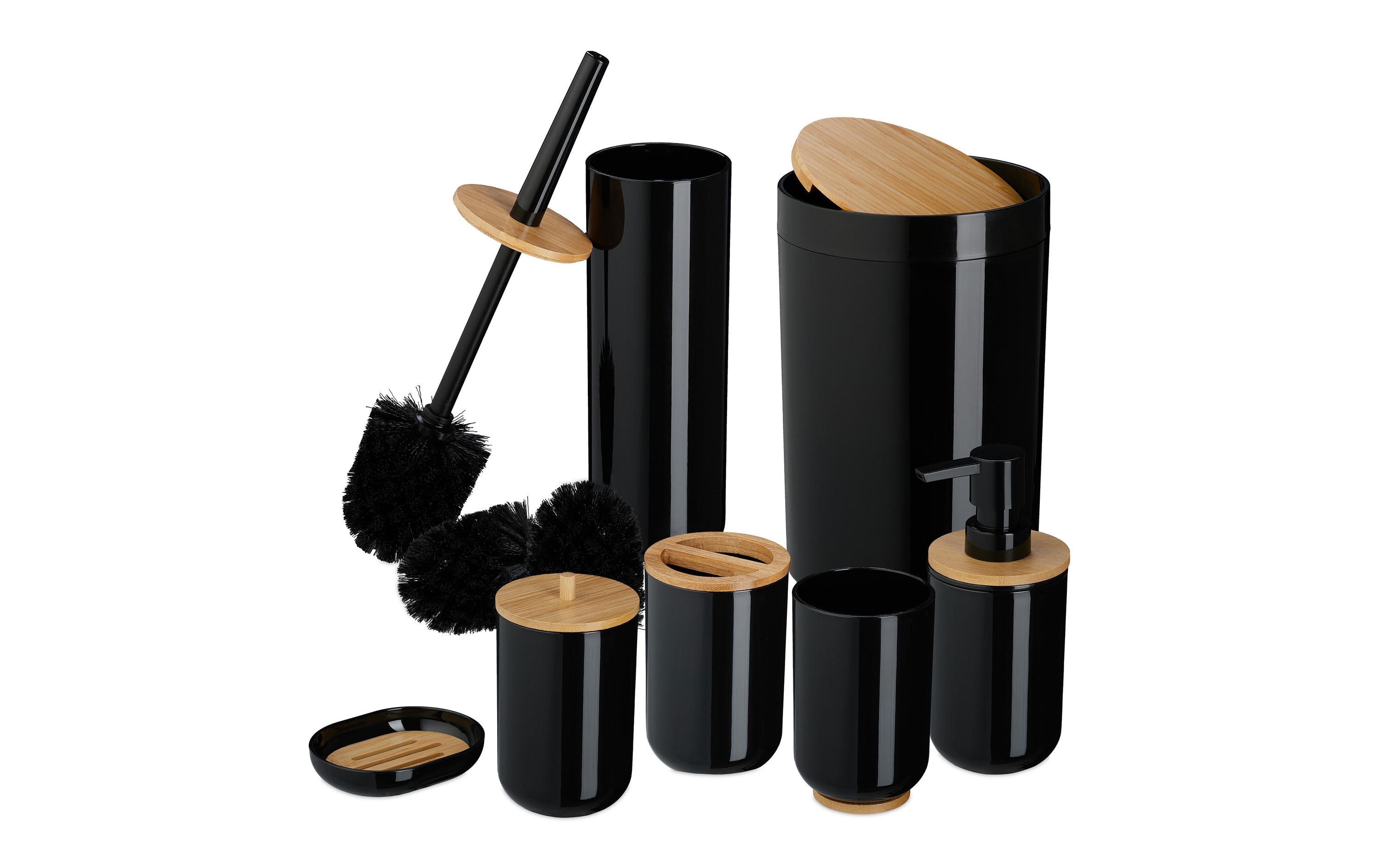 relaxdays Badezimmer-Set 7-teilig, Schwarz