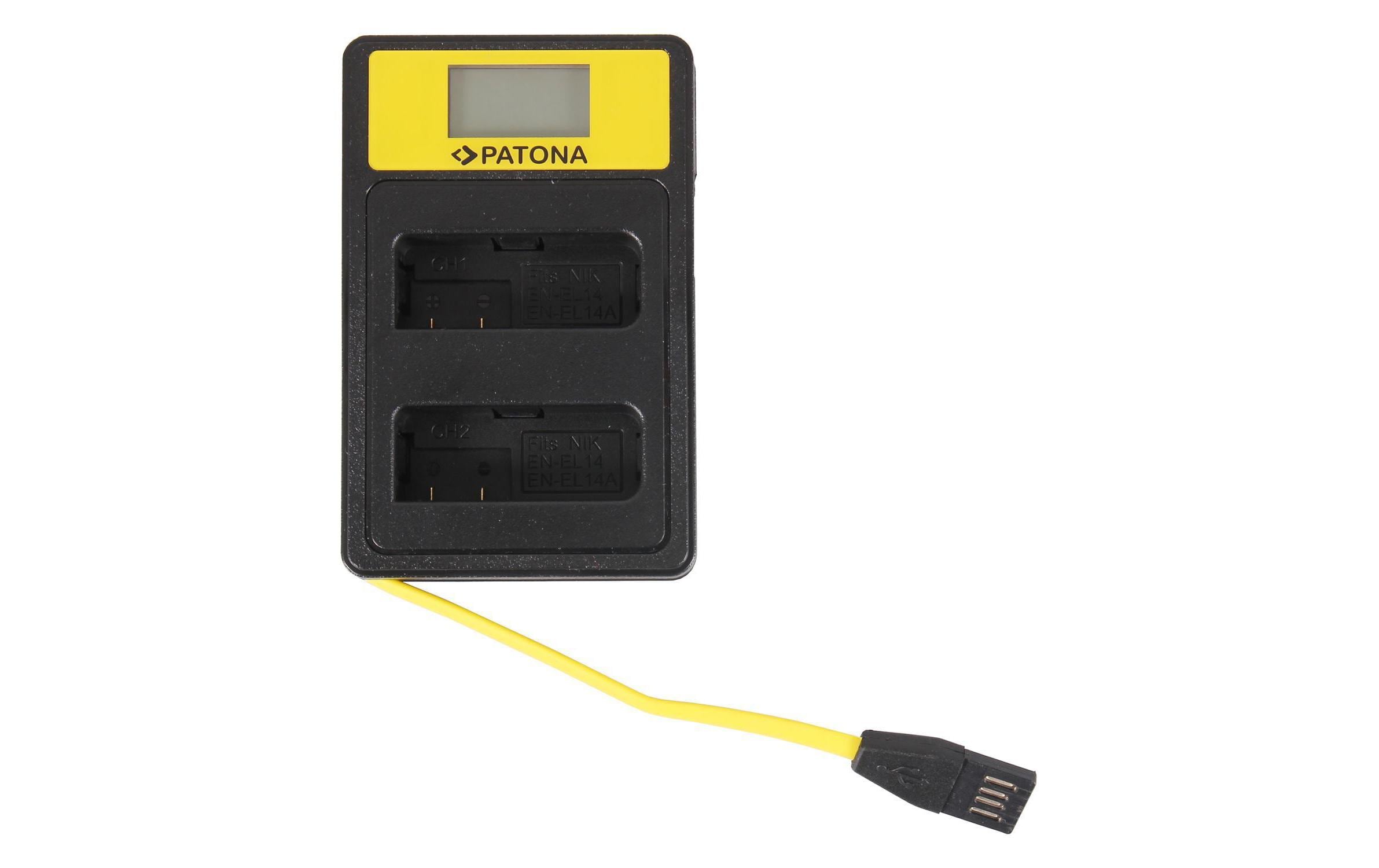 Patona Ladegerät Smart Dual LCD USB Nikon Akku EN-EL14