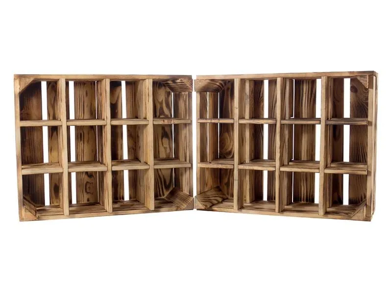 Holz Zollhaus Flaschenregal Vintage für 12 Flaschen, Kiefer geflammt Holz Zollhaus Flaschenregal Vintage für 12 Flaschen, Kiefer geflammt