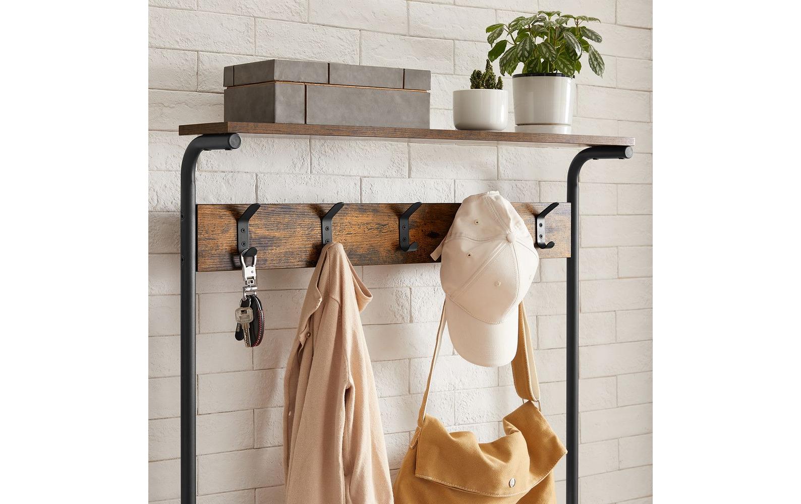 VASAGLE Garderobe 80 cm x 183.5 cm, Braun/Schwarz