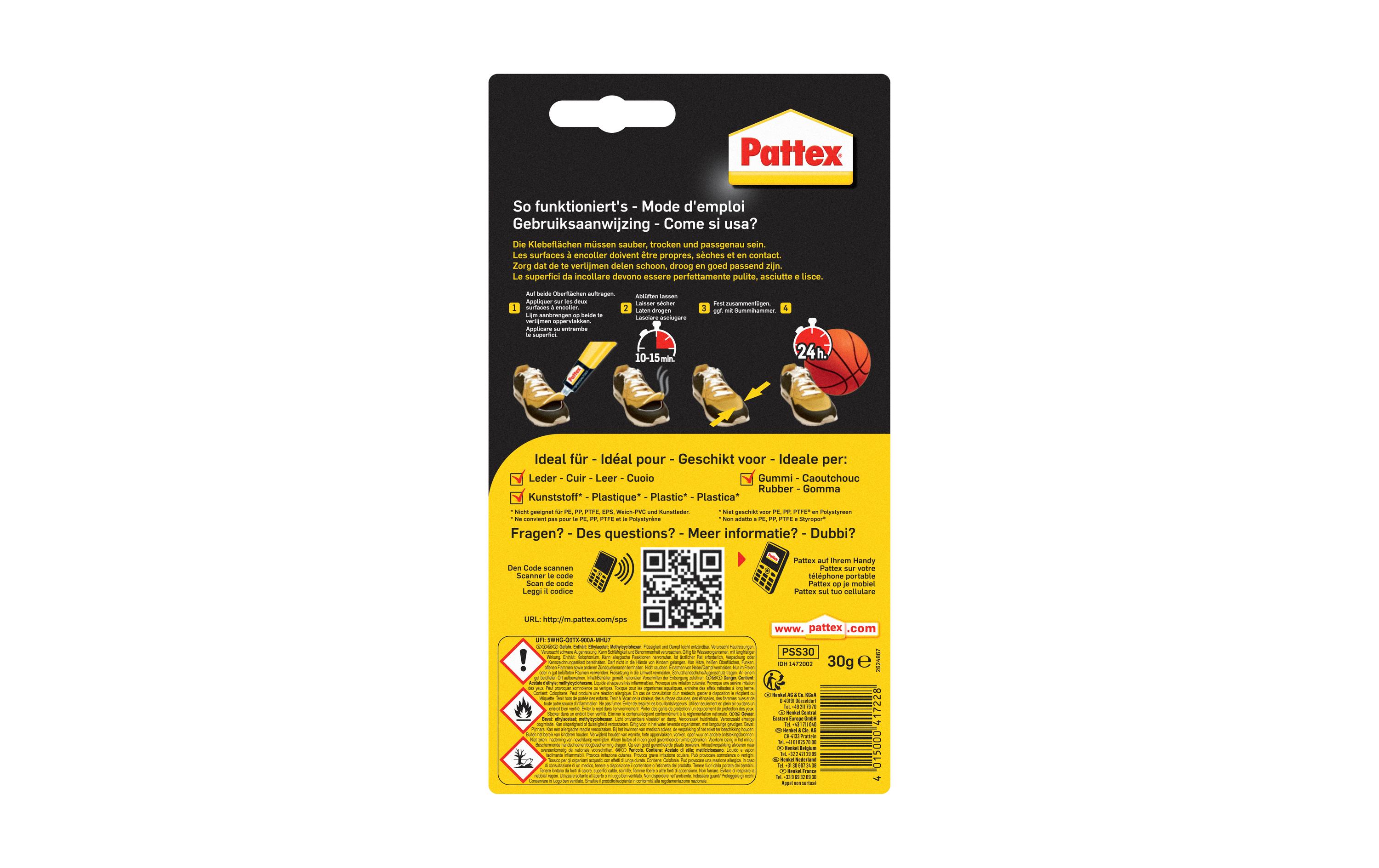 Pattex Spezialkleber für Schuhe 1 x 30 g, Weiss