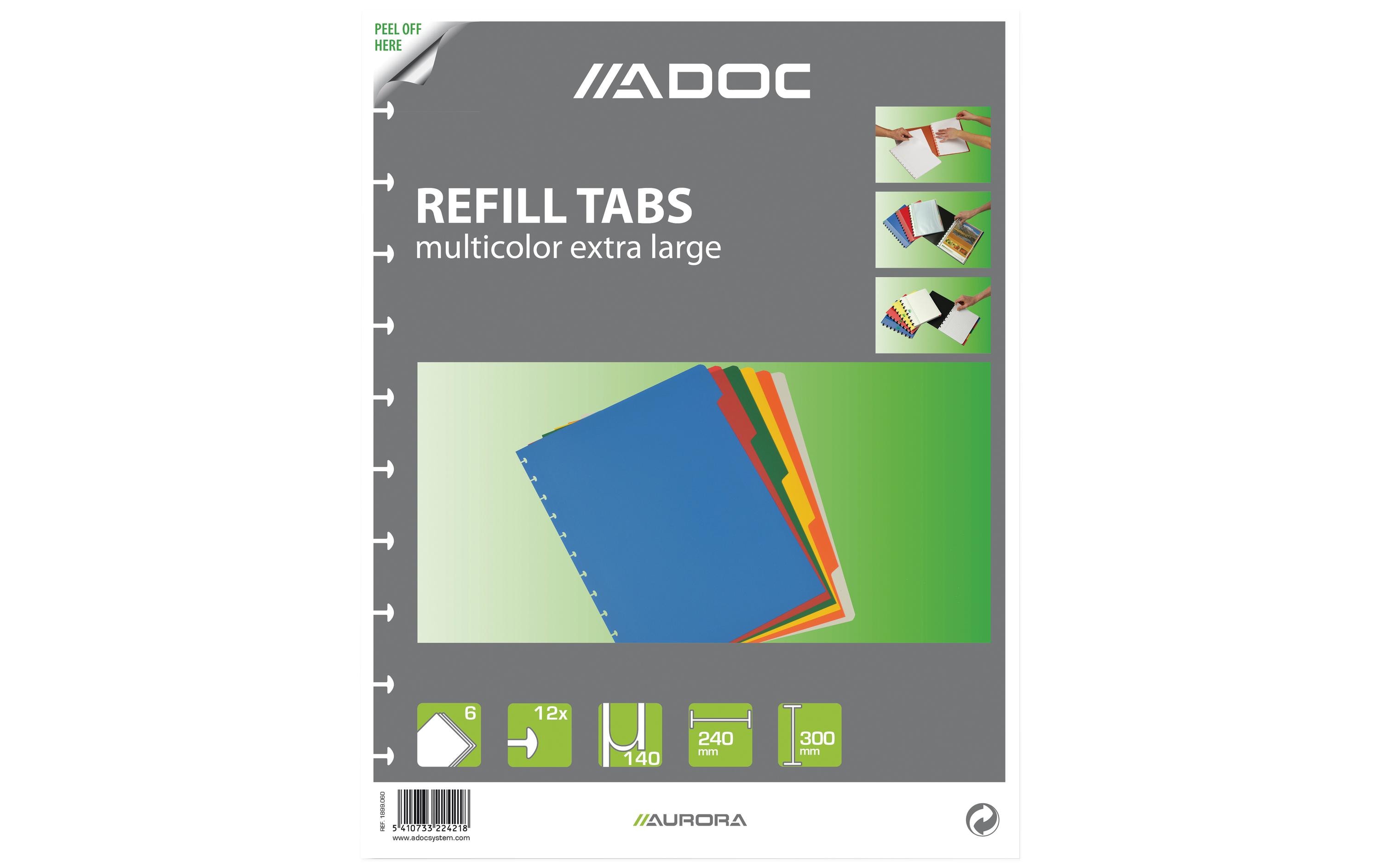 Adoc Notizheft Ersatz-Register A4, 6-farbig