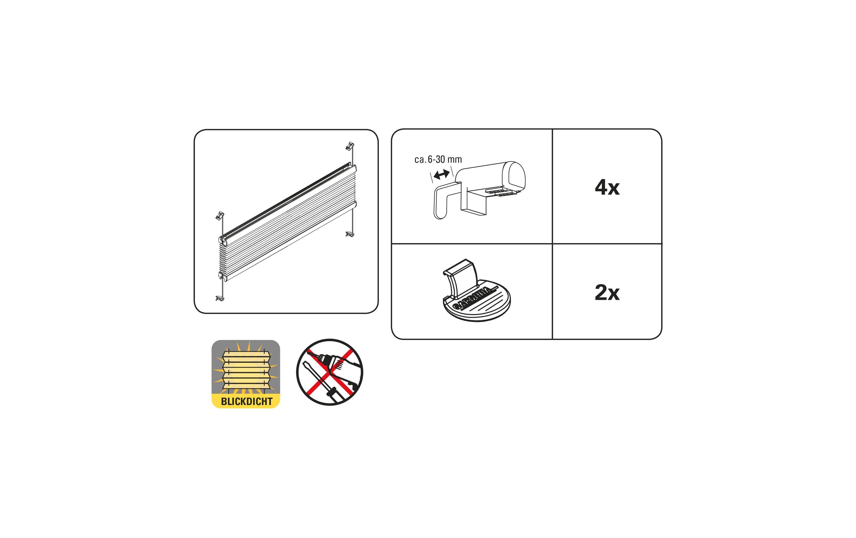 Gardinia Plissée Easyfix, blickdicht 50 x 130 cm, Weiss