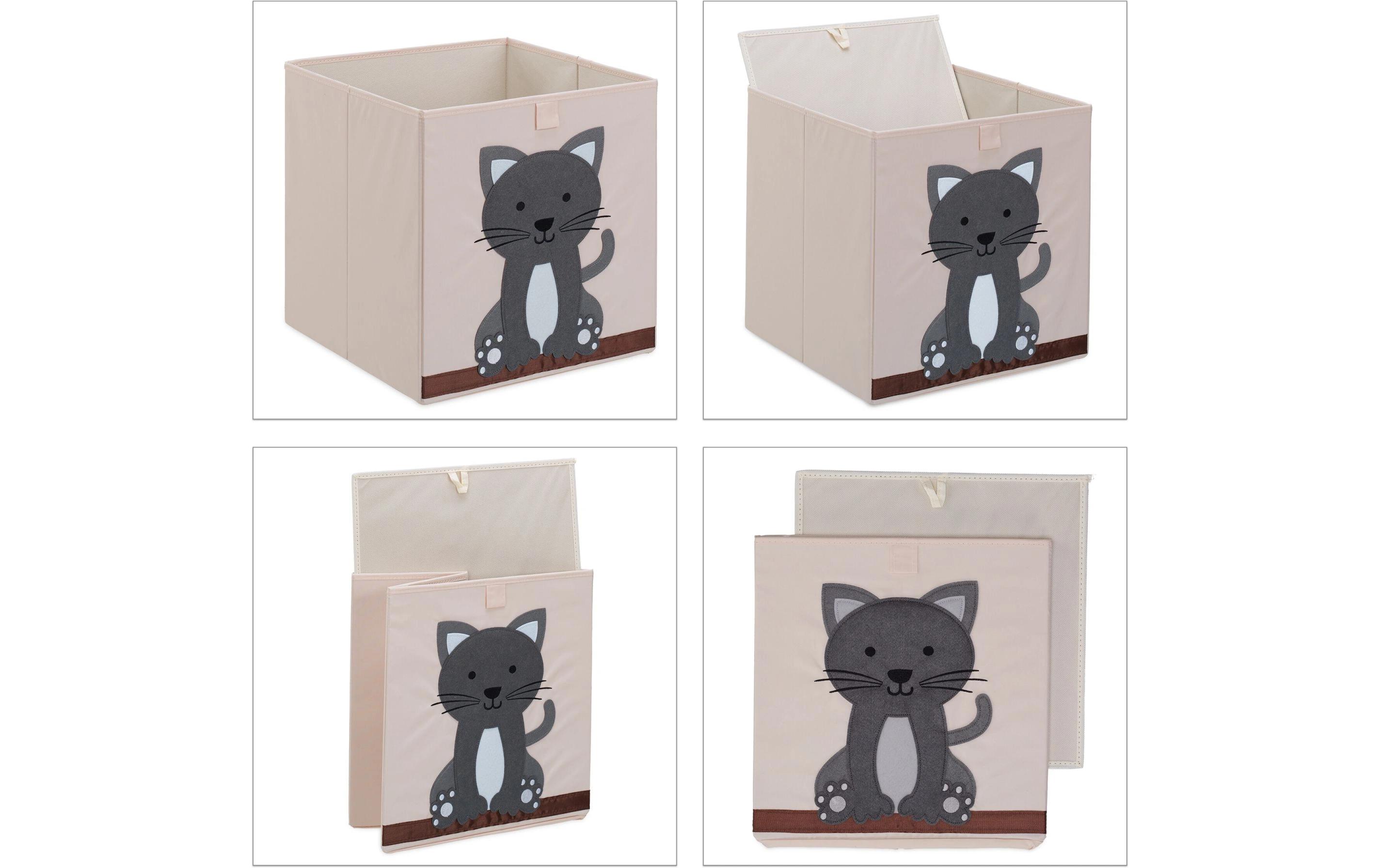 relaxdays Spielzeugbox Katze