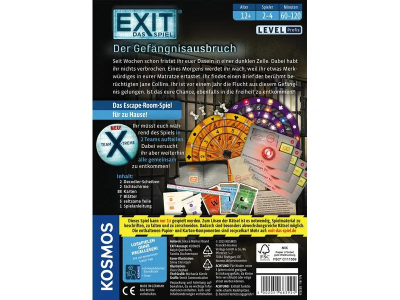 Kosmos Kennerspiel EXIT – Das Spiel: Der Gefängnisausbruch -DE- Kosmos Kennerspiel EXIT – Das Spiel: Der Gefängnisausbruch -DE-