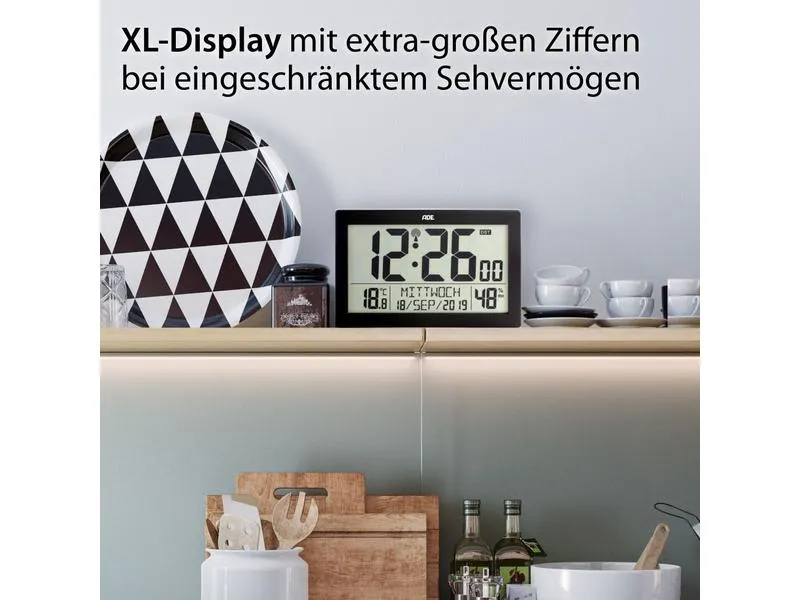 ADE Funk-Wanduhr XL, Schwarz ADE Funk-Wanduhr XL, Schwarz