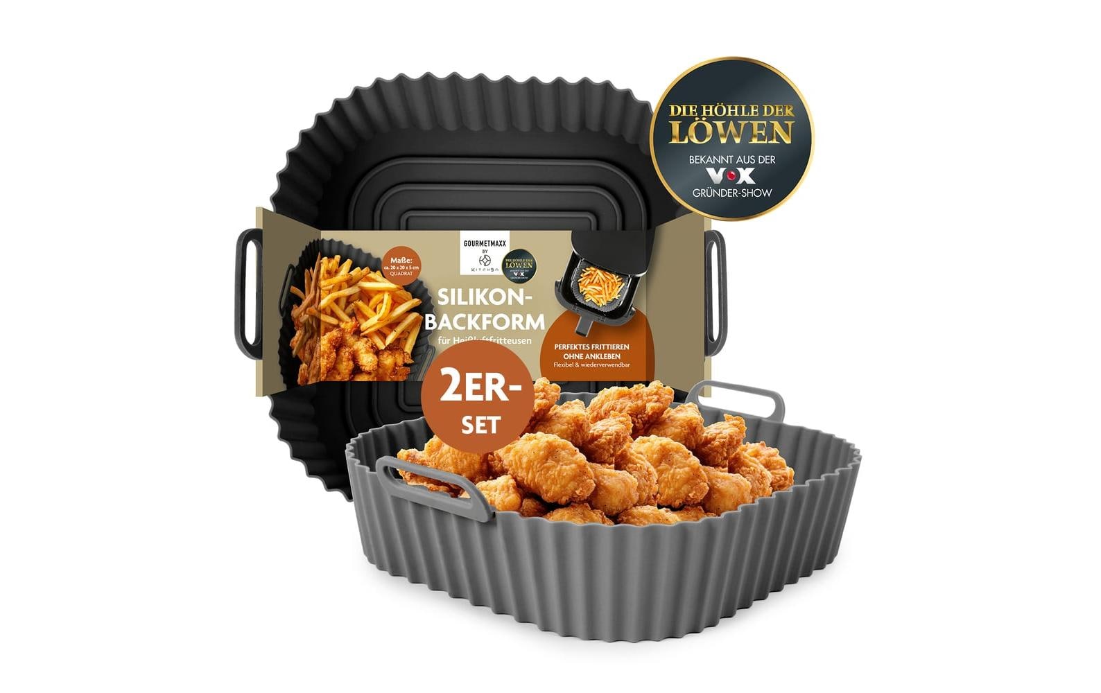 KitchBo Silikonform 20 x 20 x 6.3 cm, Schwarz / Grau