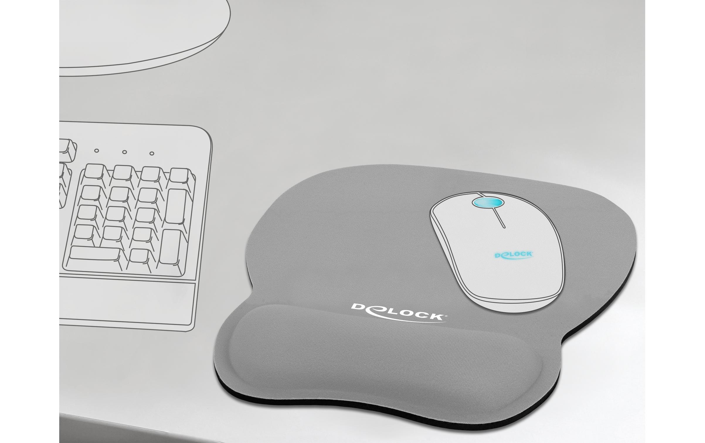 Delock Ergonomische Mausmatte mit Handballenauflage Grau