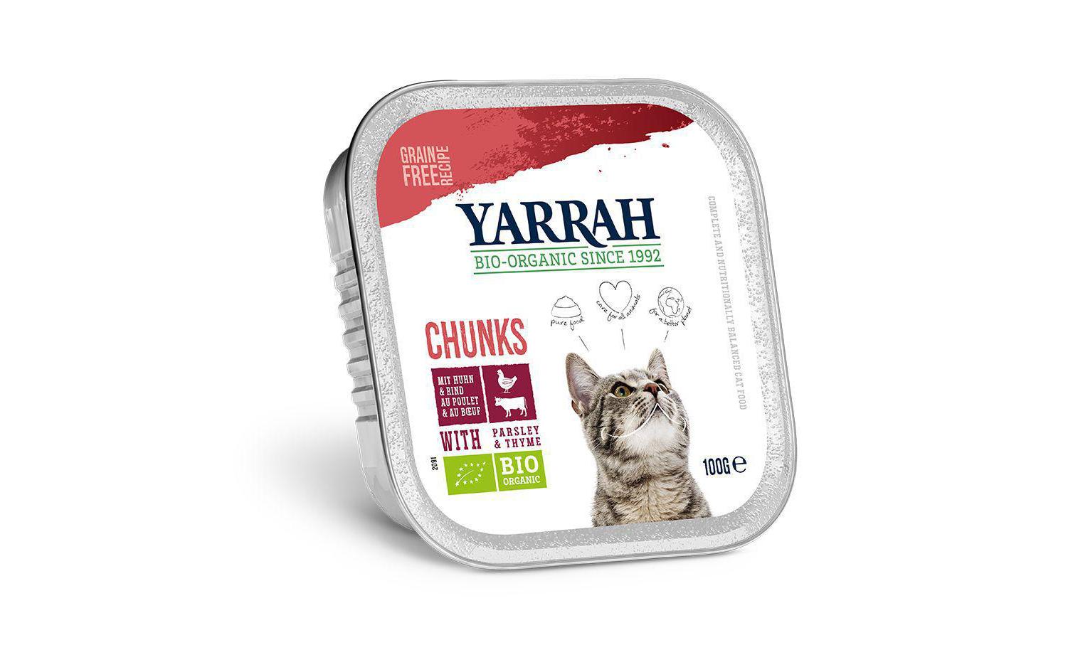 Yarrah Bio-Nassfutter Chunks mit Huhn & Rind, 32 x 100 g