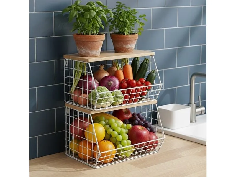 relaxdays Organizer Obstkorb Wandregal 21 x 30 cm Hellbraun/Weiss relaxdays Organizer Obstkorb Wandregal 21 x 30 cm Hellbraun/Weiss