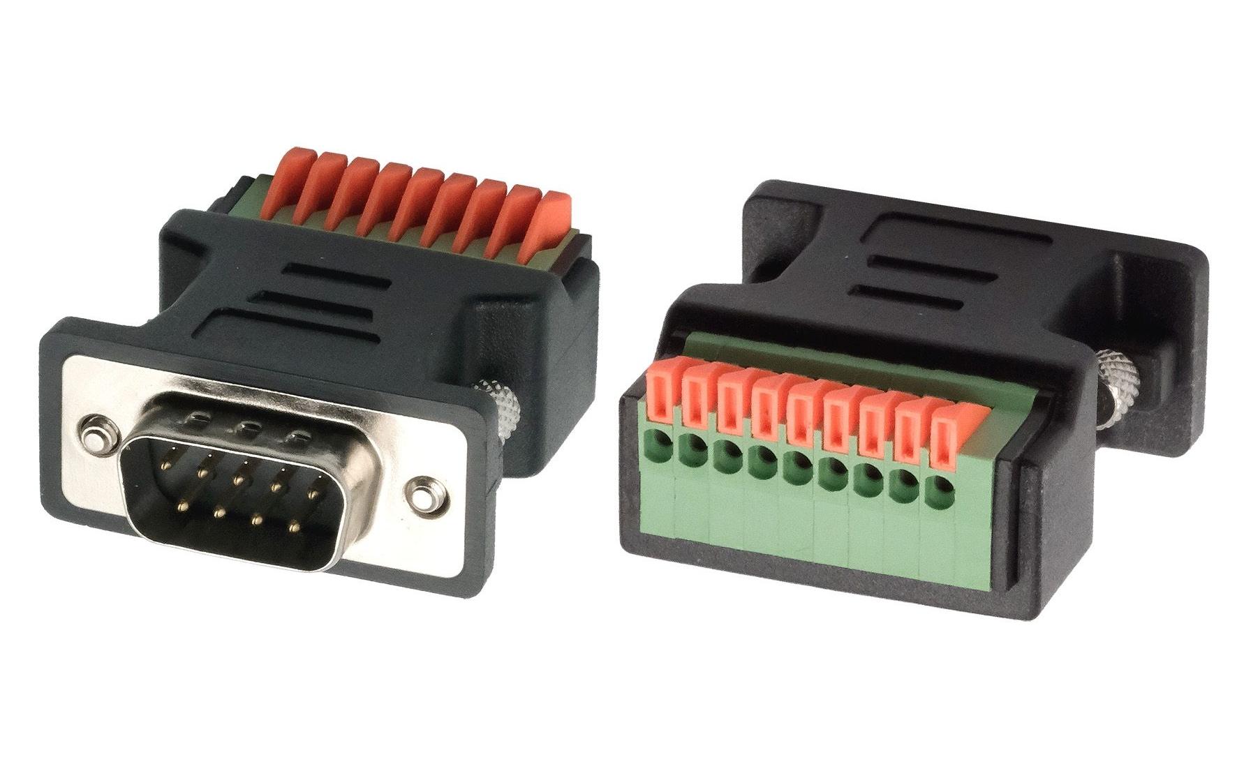 Exsys Adapter 9-pin Stecker zu 9-pin TerminalBlock mit Drucktaster