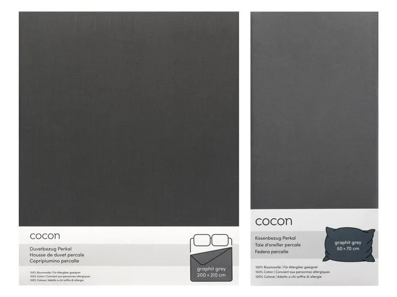 COCON Bettwäsche Perkal 200 x 210 / 50 x 70, Graphit COCON Bettwäsche Perkal 200 x 210 / 50 x 70, Graphit