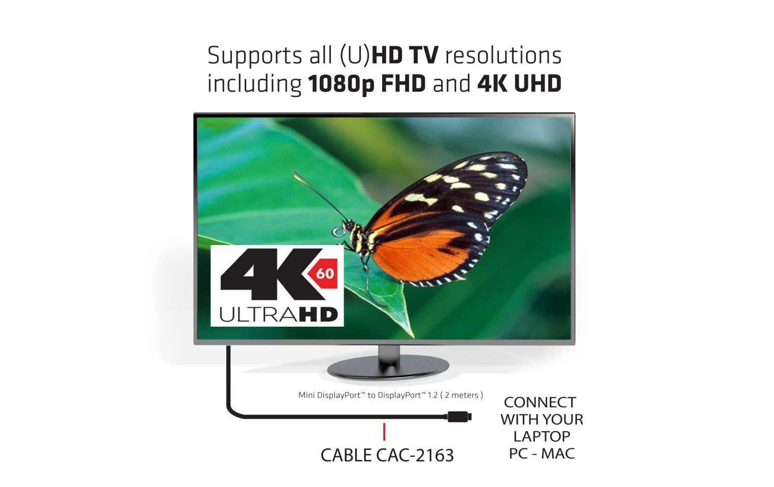 Club 3D Kabel Mini DisplayPort – DisplayPort 1.2, 2 m, Bidirektional