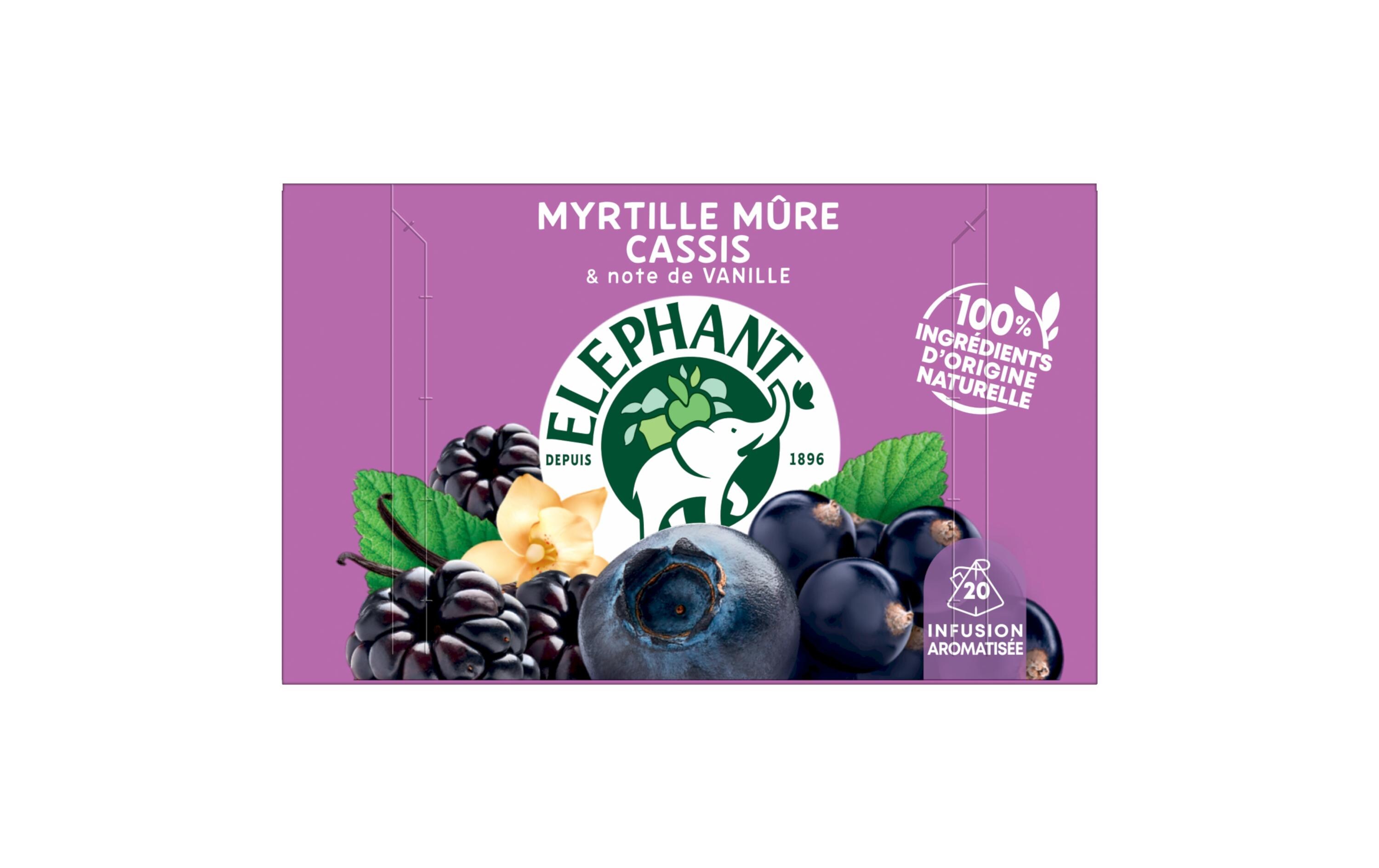 Eléphant Teebeutel Infusion Myrtille Múre Cassis 20 Stück