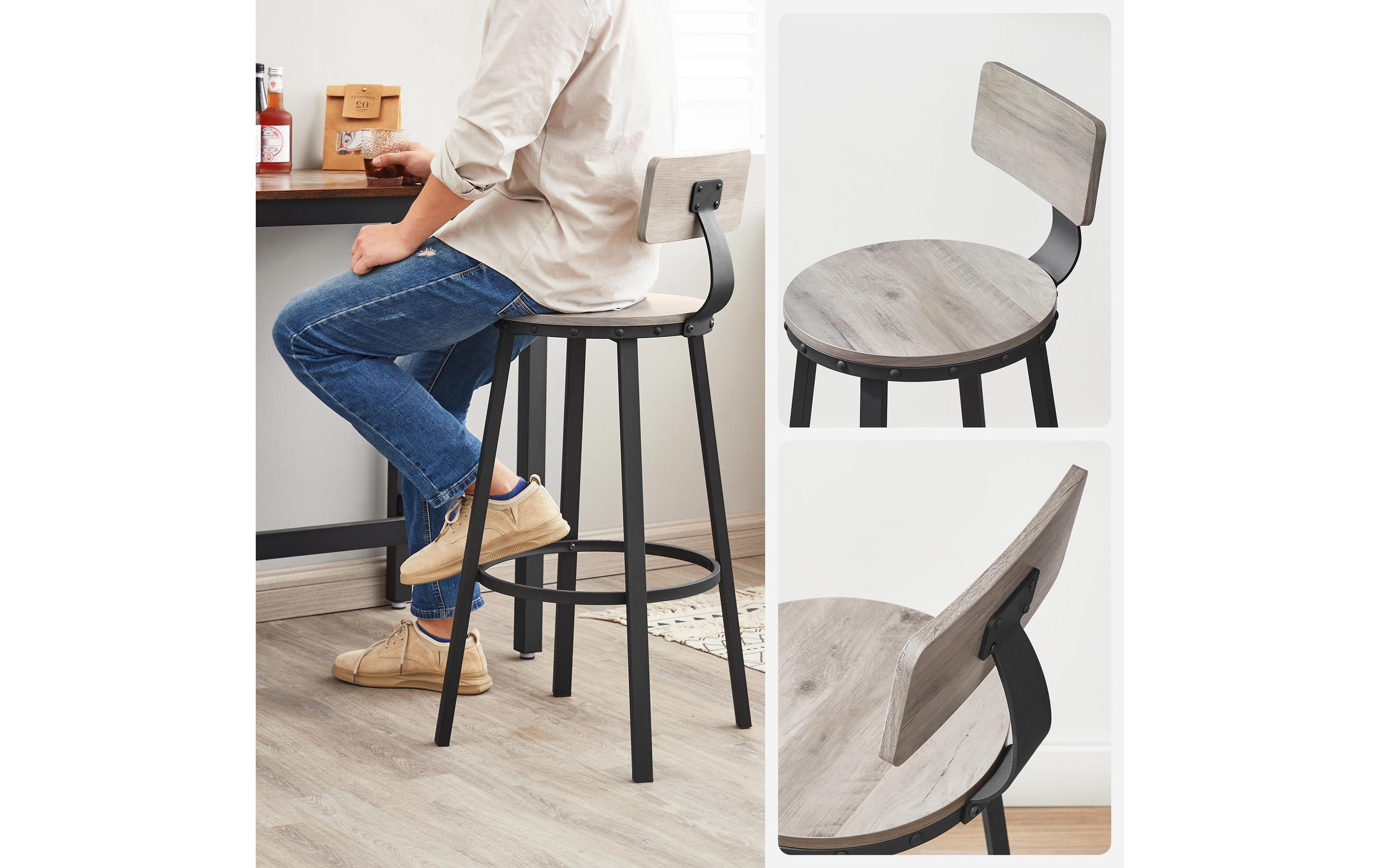 VASAGLE Barhocker 2 Stück 54.5 x 99.8 cm, Schwarz/Grau