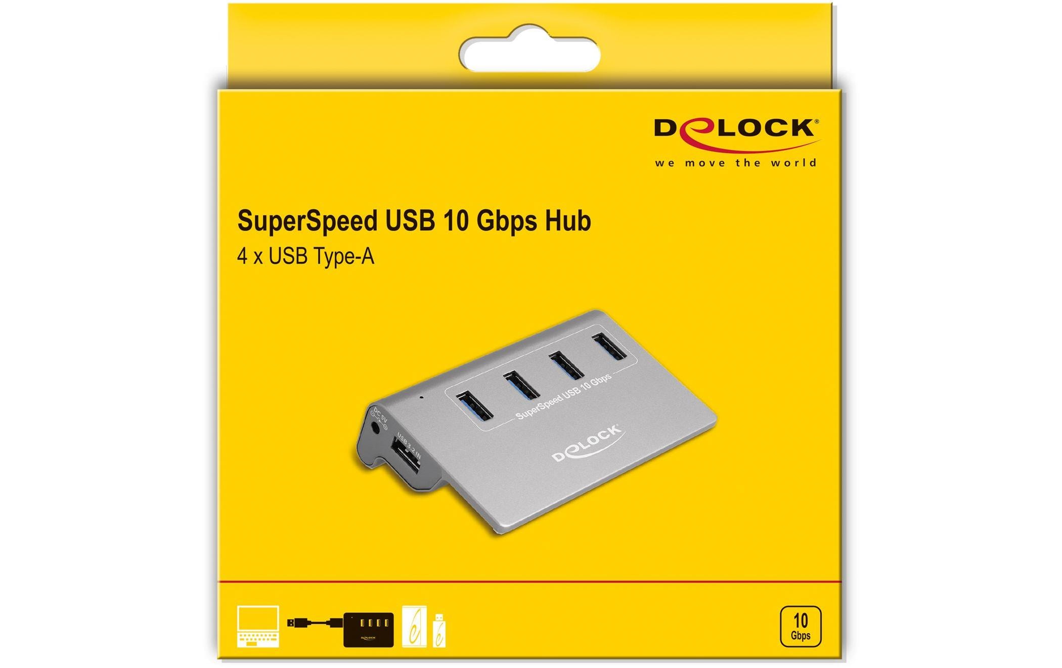 Delock USB-Hub 64181 USB 3.1 - 4x USB-A / 1x Ladeanschluss
