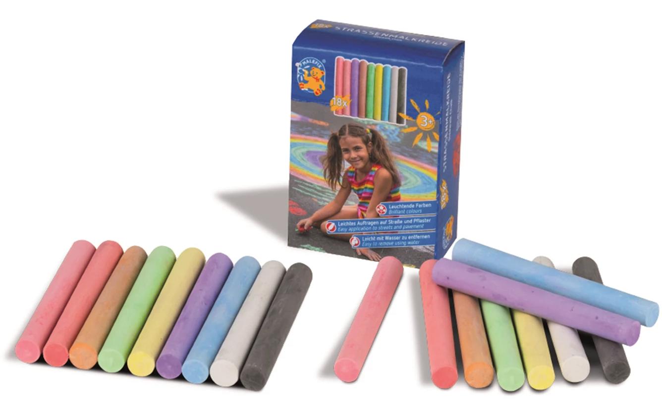 Pustefix Einhornschablone mit 18 Strassenkreiden