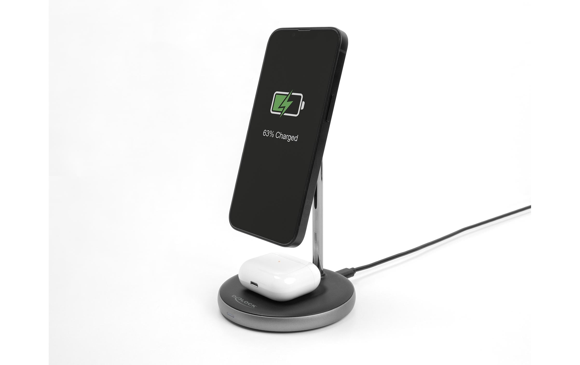Delock Wireless Charger 2 in 1 mit 5 W / 7.5 W / 10 W / 15 W – Qi