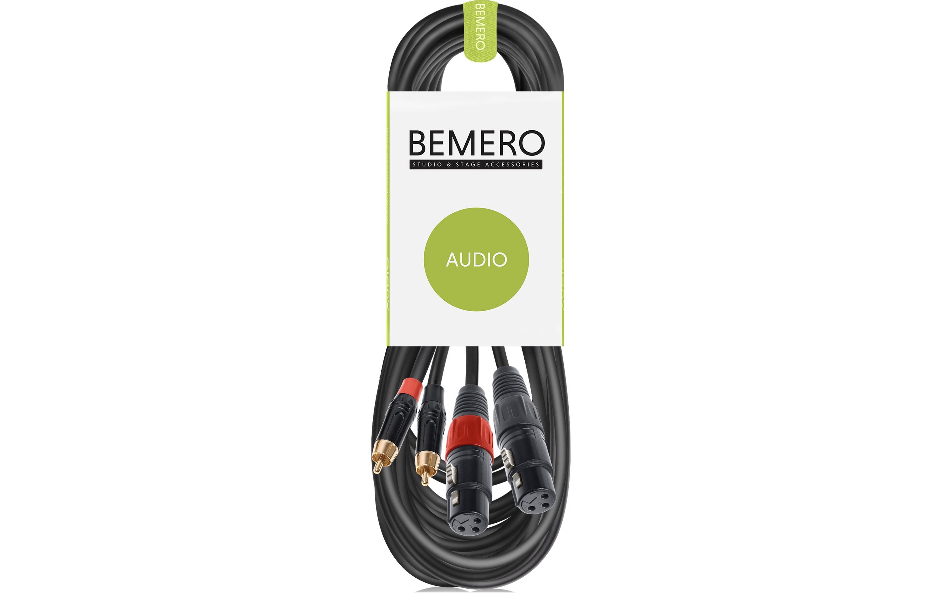 Bemero BAC2544-1000BK 2x XLRf - 2x RCAm 10m 10 m, Schwarz