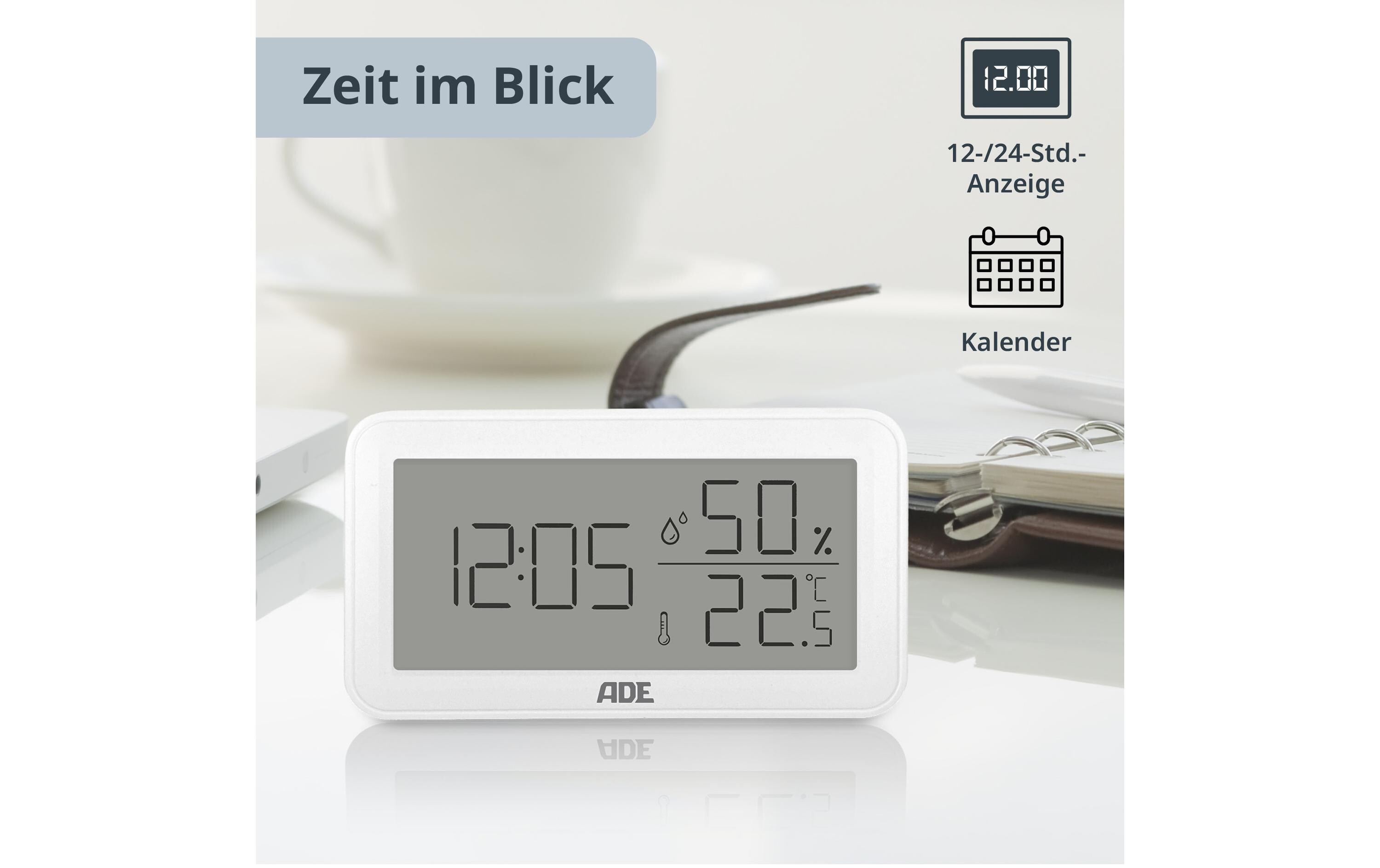 ADE Wetterstation Thermo-Hygrometer 15 cm, Weiss