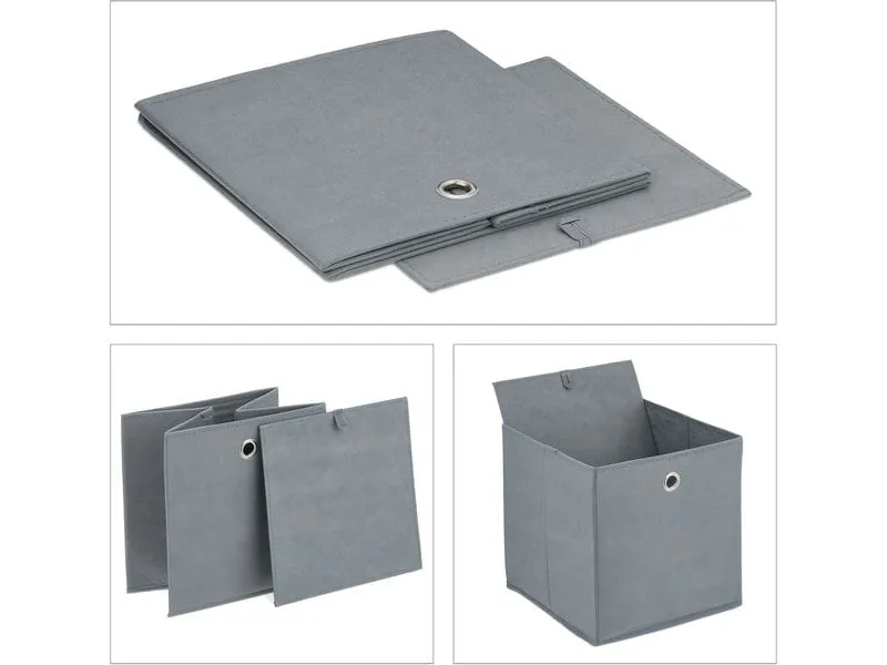 relaxdays Aufbewahrungsbox 4er Set Grau