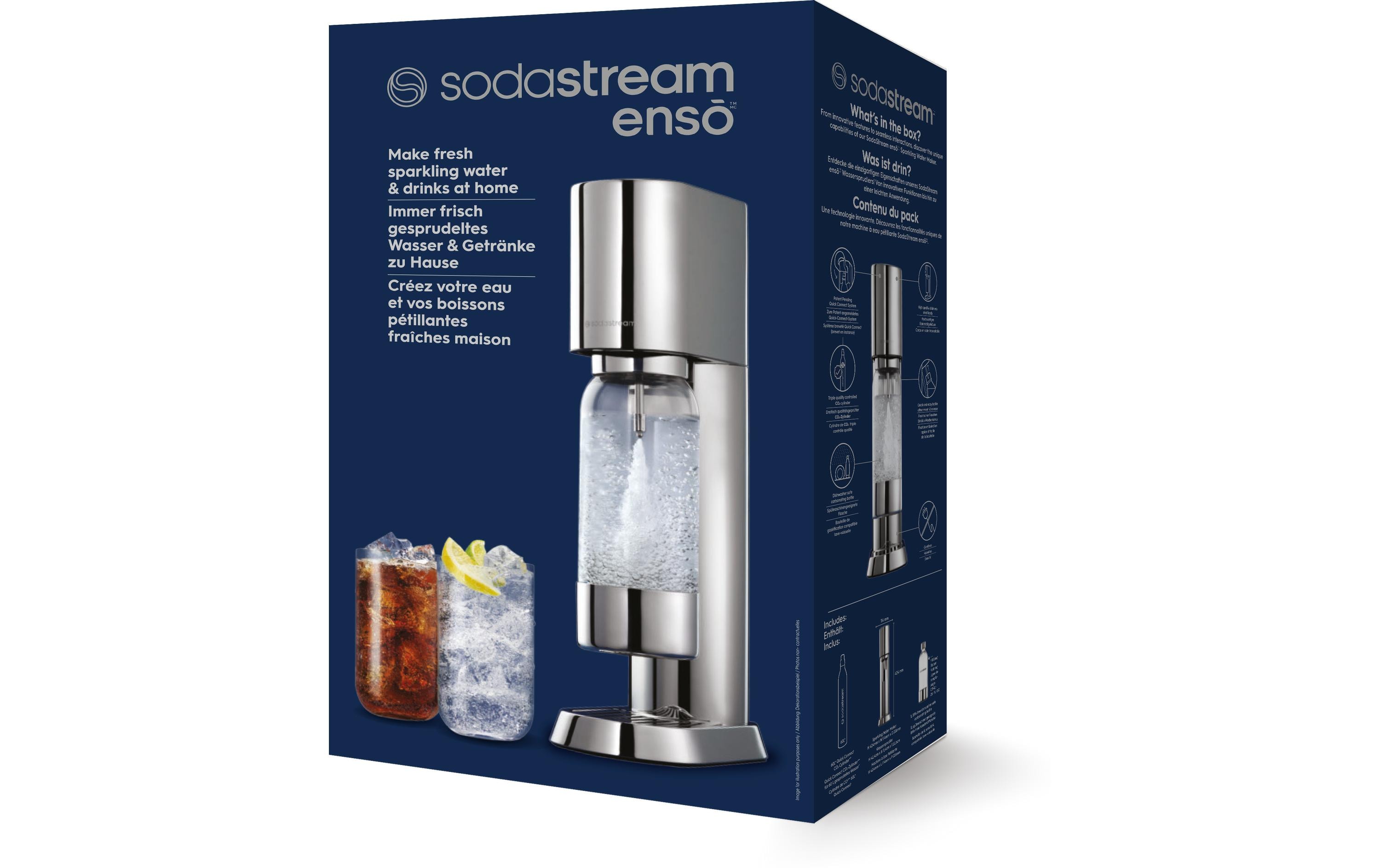 Sodastream Wassersprudler Enso mit Quickconnect und Flasche Silber