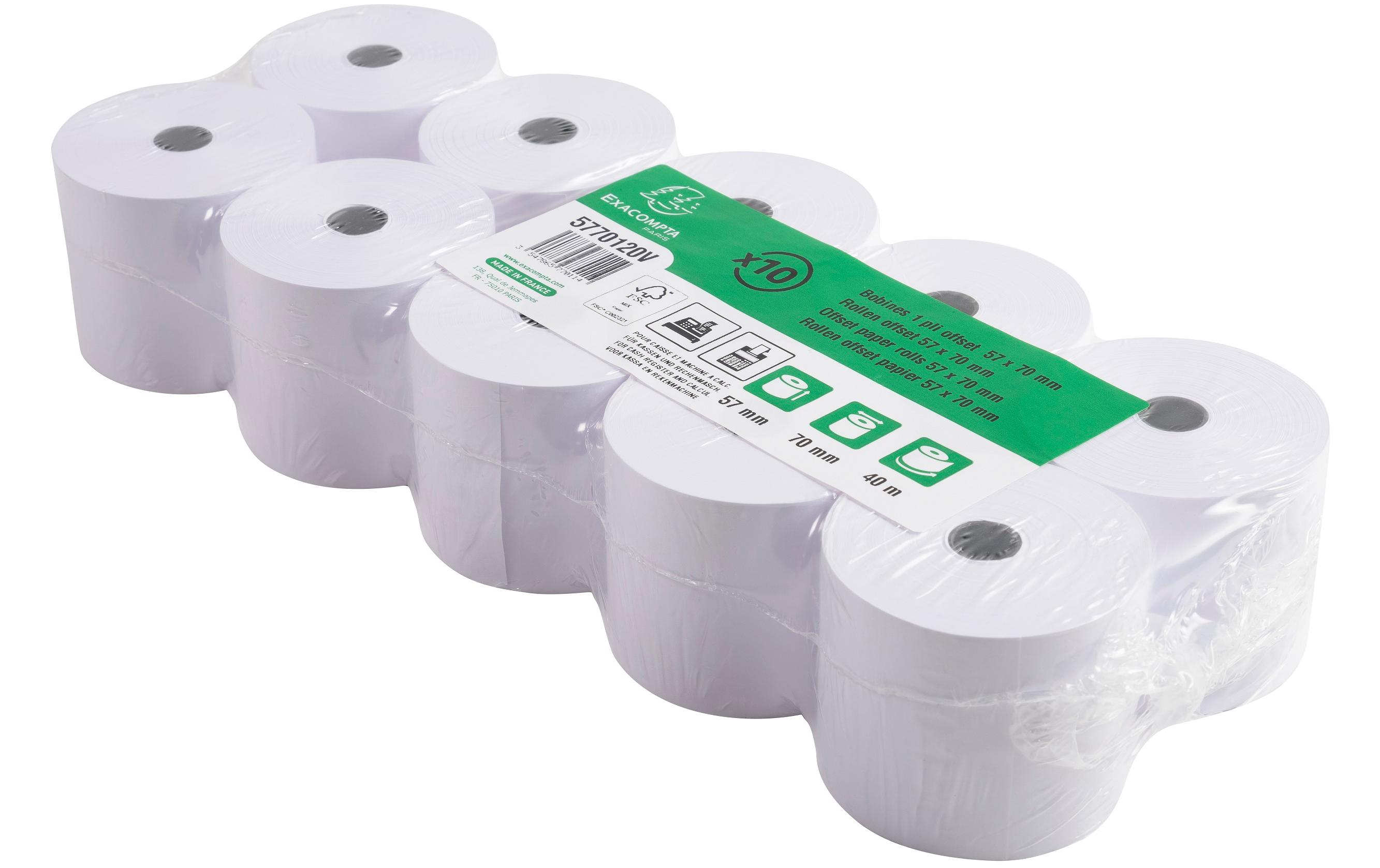 Exacompta Papierrolle 57 mm Extra Weiss, 10 Stück