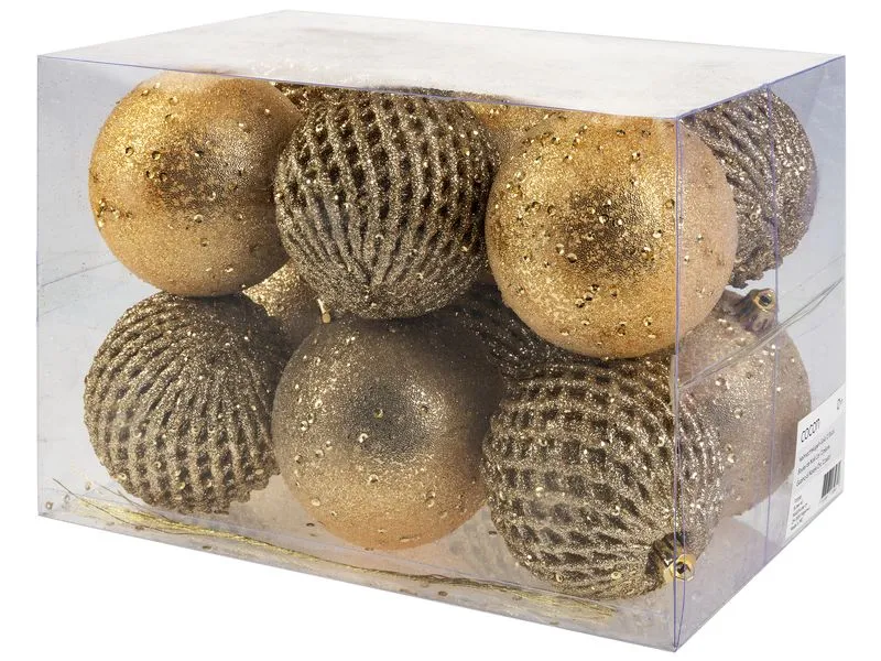 COCON Weihnachtskugel 12 Stück, Gold