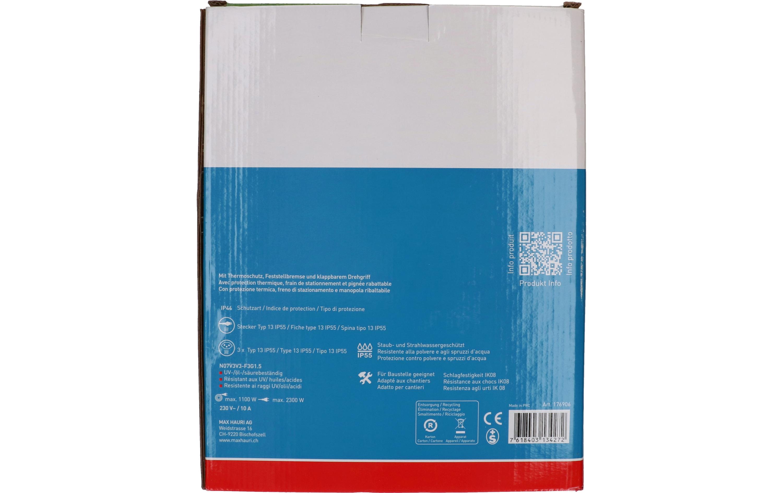 Max Hauri Kabelrolle 3x Typ 13 IP55 33m schwarz