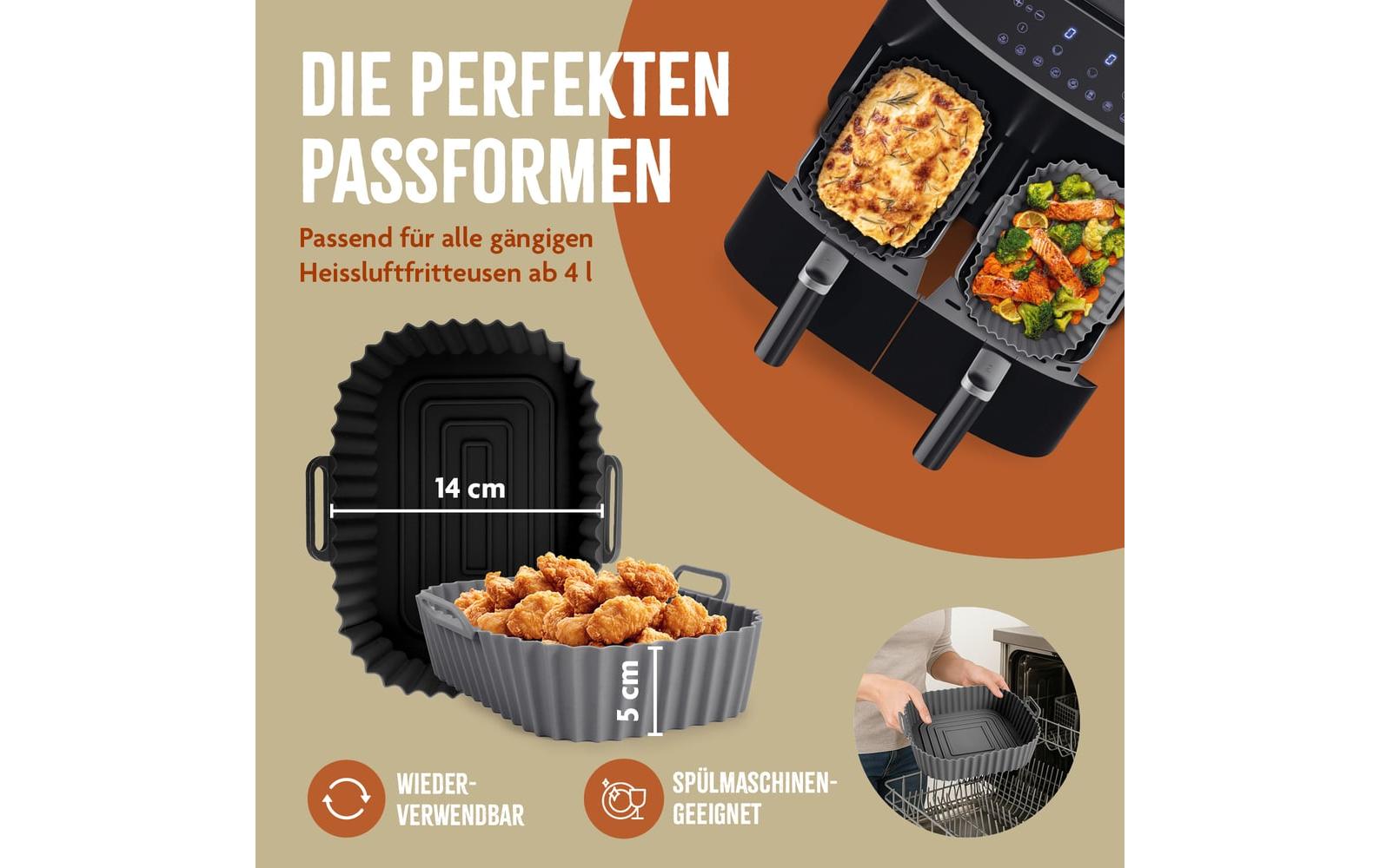 KitchBo Silikonform 20 x 15 x 6.3 cm, Schwarz / Grau