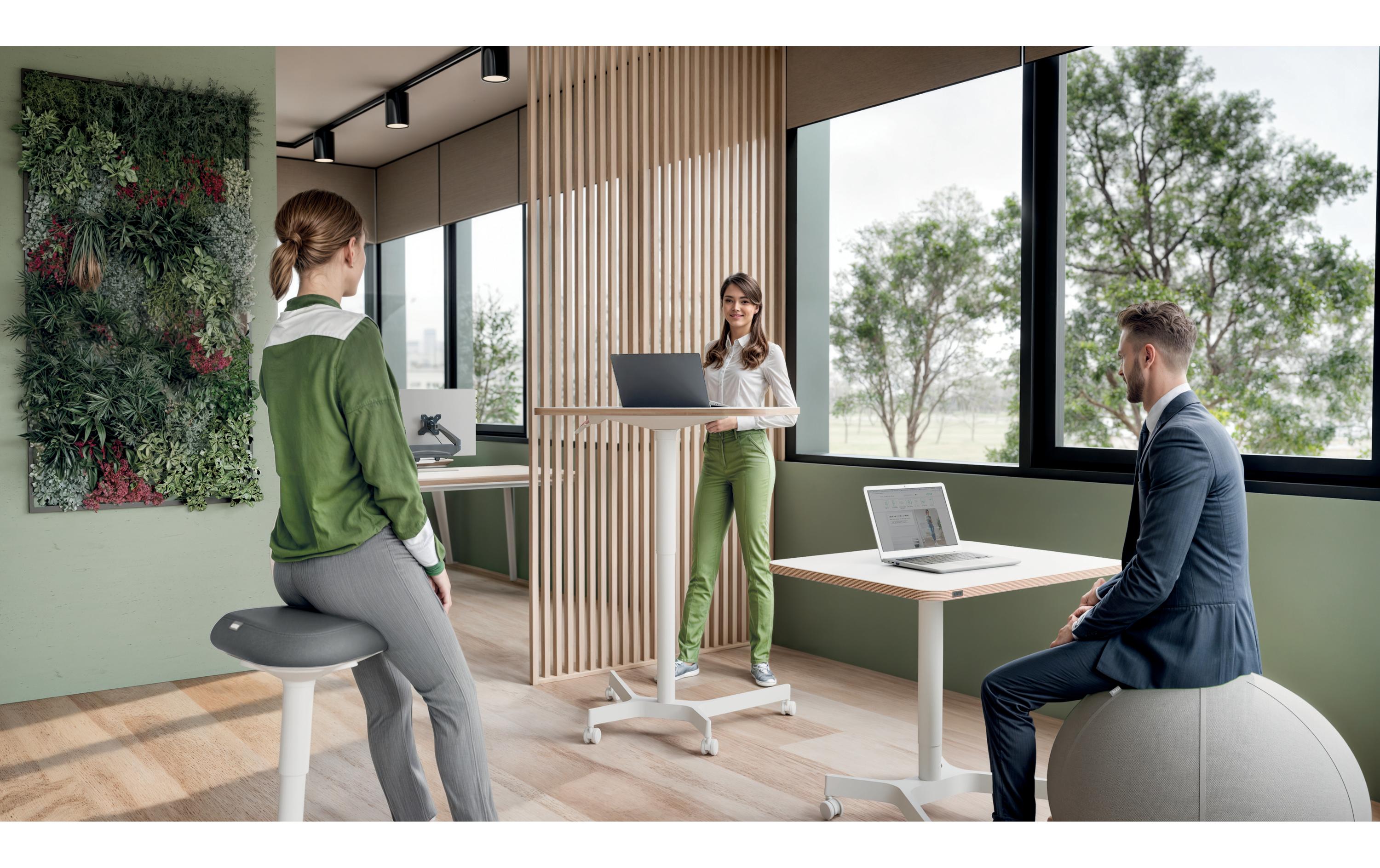 Leitz Ergo, höhenverstellbarer Sitz-Stehtisch Weiss