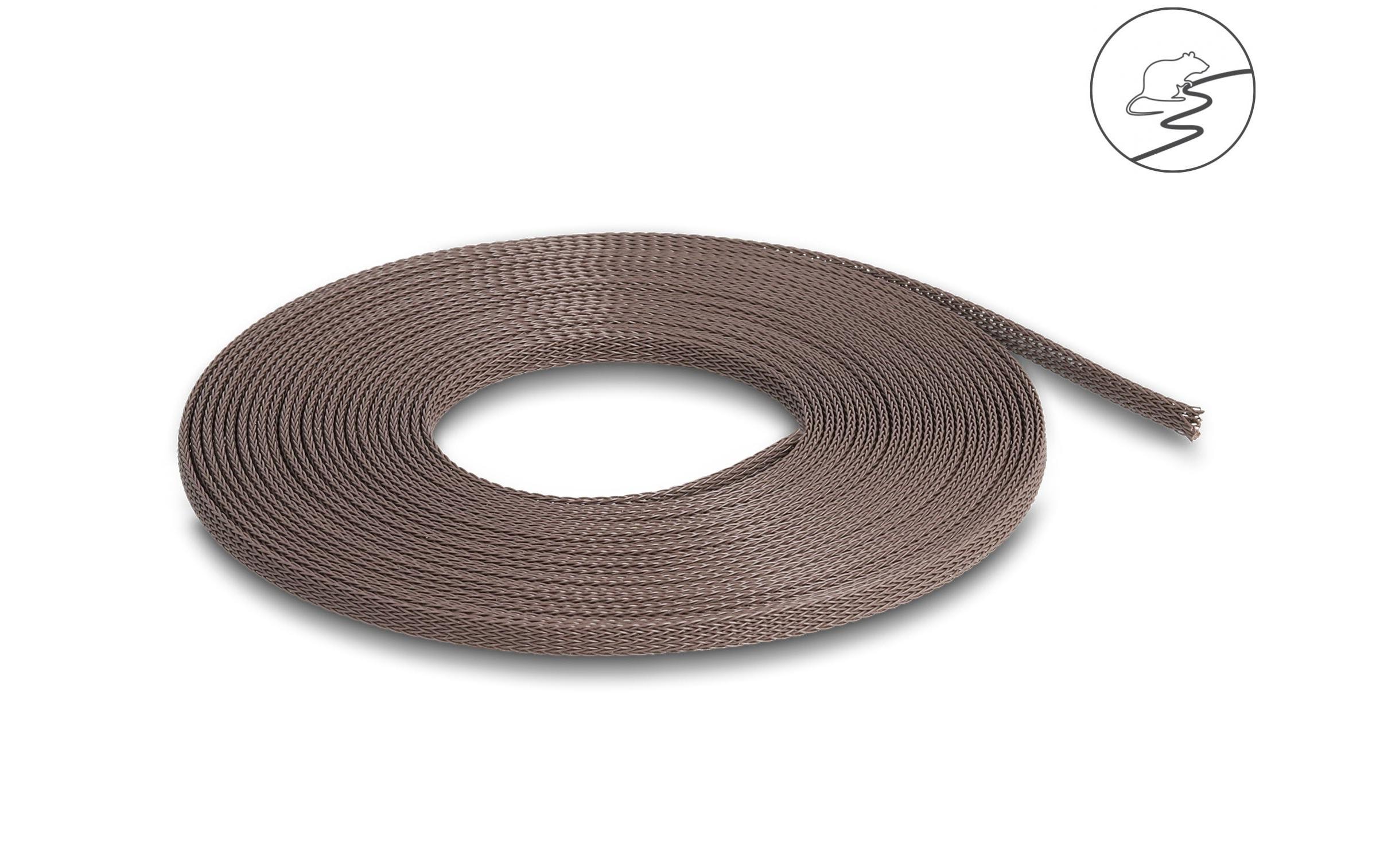 Delock Geflechtschlauch nagerfest, 5 m x 3 mm Braun Delock Geflechtschlauch nagerfest, 5 m x 3 mm Braun