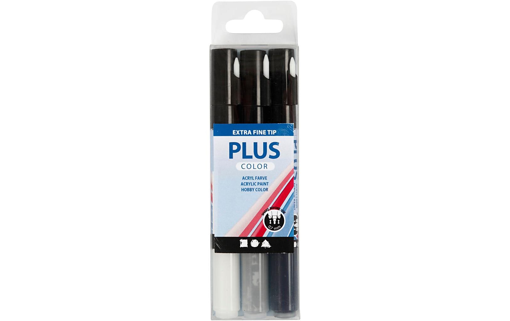 Creativ Company Acrylmarker Plus Color 0.7 mm 3er Set, Weiss/Grau/Schwarz