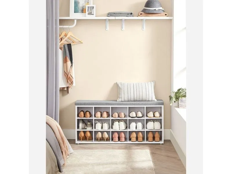 VASAGLE Schuhschrank mit Polster 105 x 48 cm, Weiss VASAGLE Schuhschrank mit Polster 105 x 48 cm, Weiss