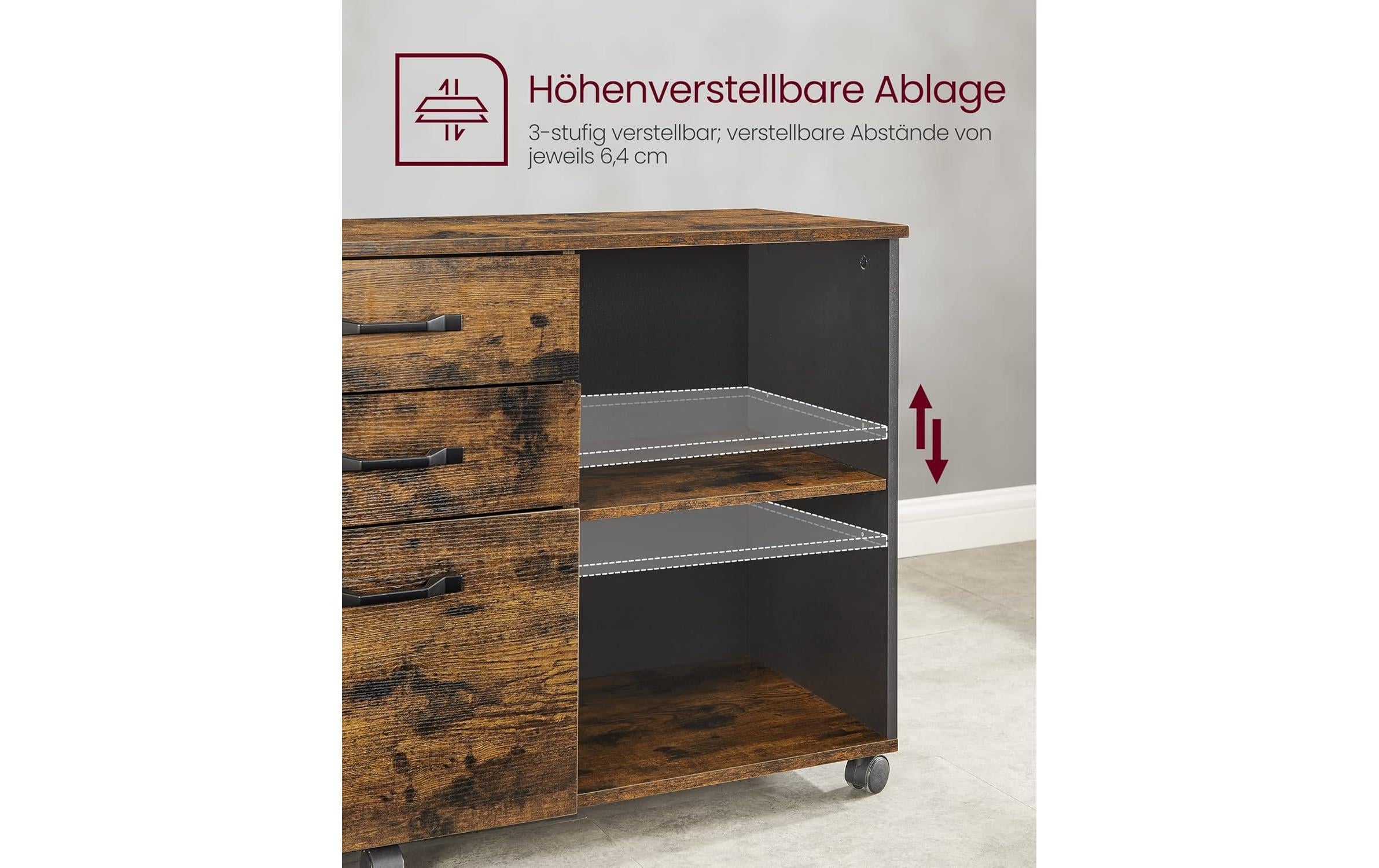 Songmics Aktenschrank mit Rollen 80 x 40 x 66 cm