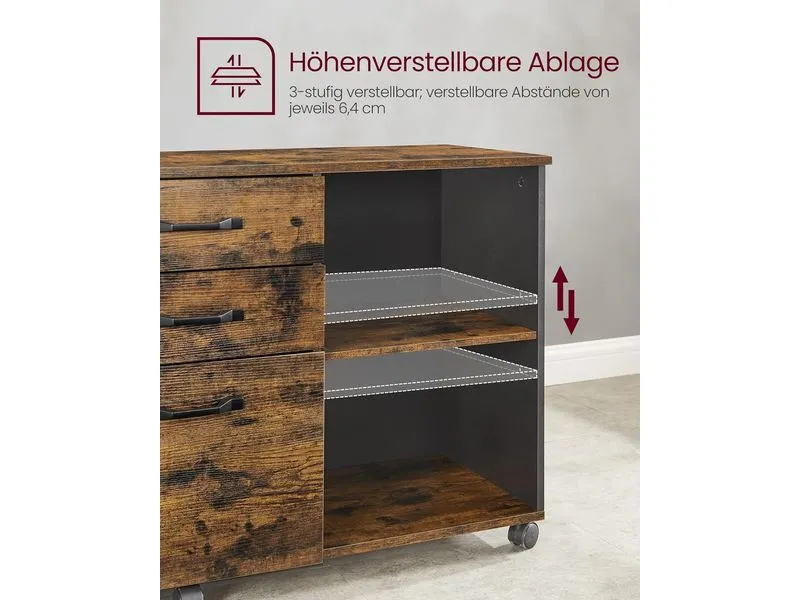 Songmics Aktenschrank mit Rollen 80 x 40 x 66 cm