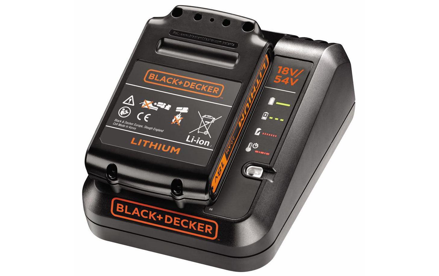 BLACK+DECKER Akku und Ladegerät Starter-Kit, 18V 2A Ladegerät + 2,0 Ah
