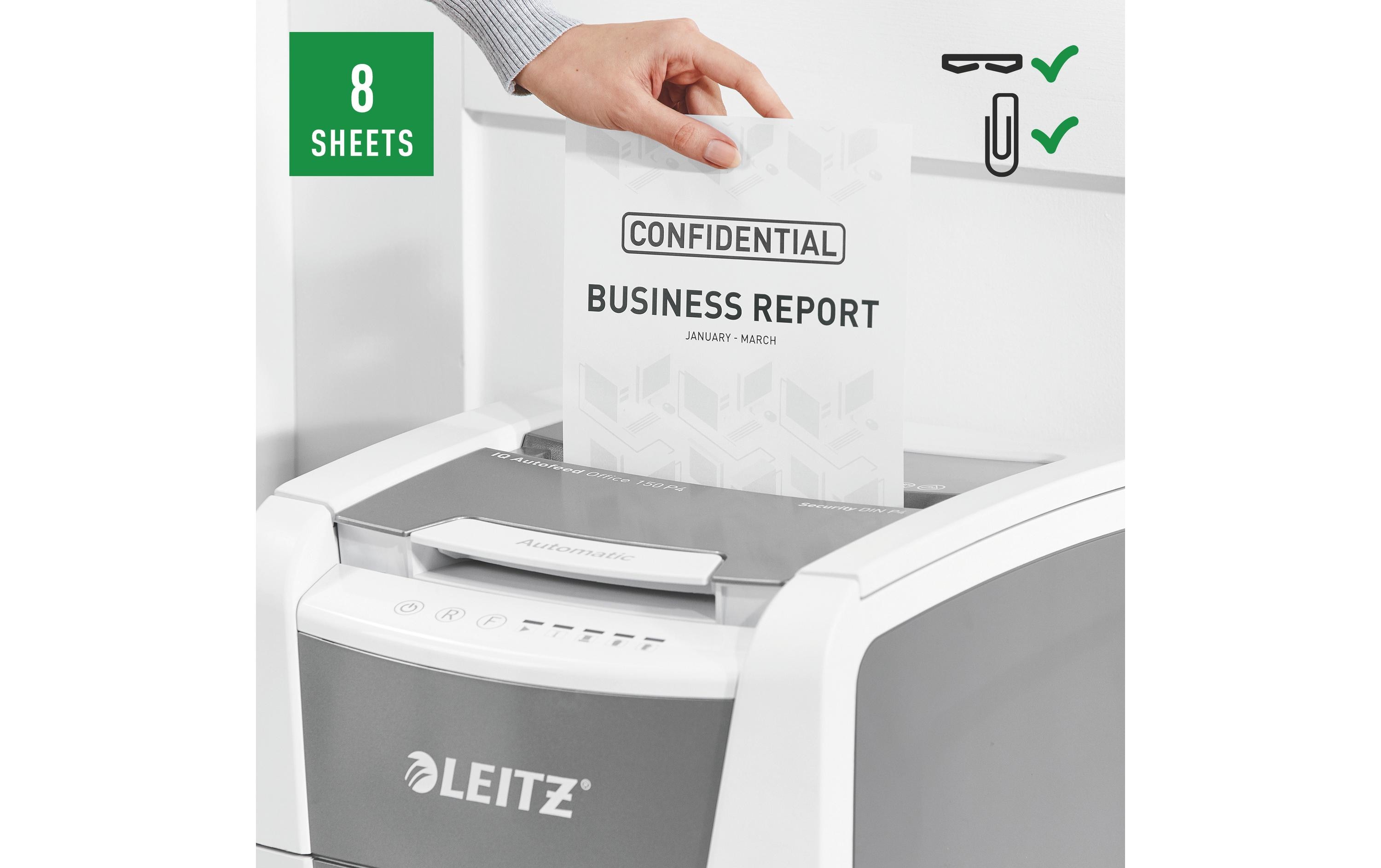 Leitz Bürogeräte Aktenvernichter IQ Autofeed Office 150, P-4, 150 Blatt