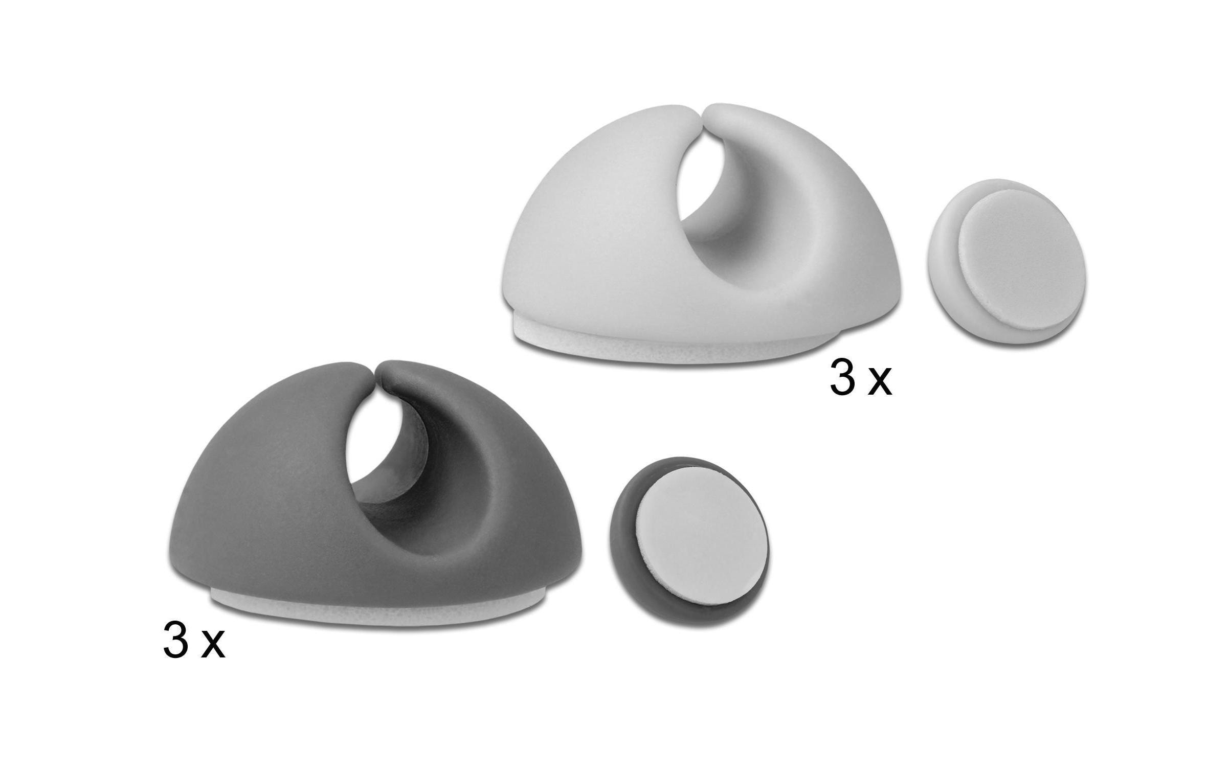 Delock Kabelhalter 6.5 mm 2x3 Stück, grau&weiss