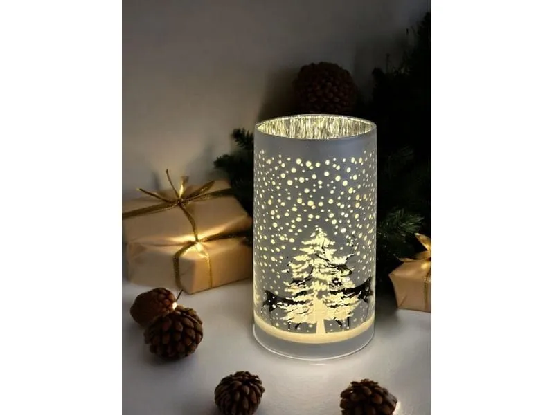 Dameco LED Windlicht Glas Silber Tannenbaum Dameco LED Windlicht Glas Silber Tannenbaum