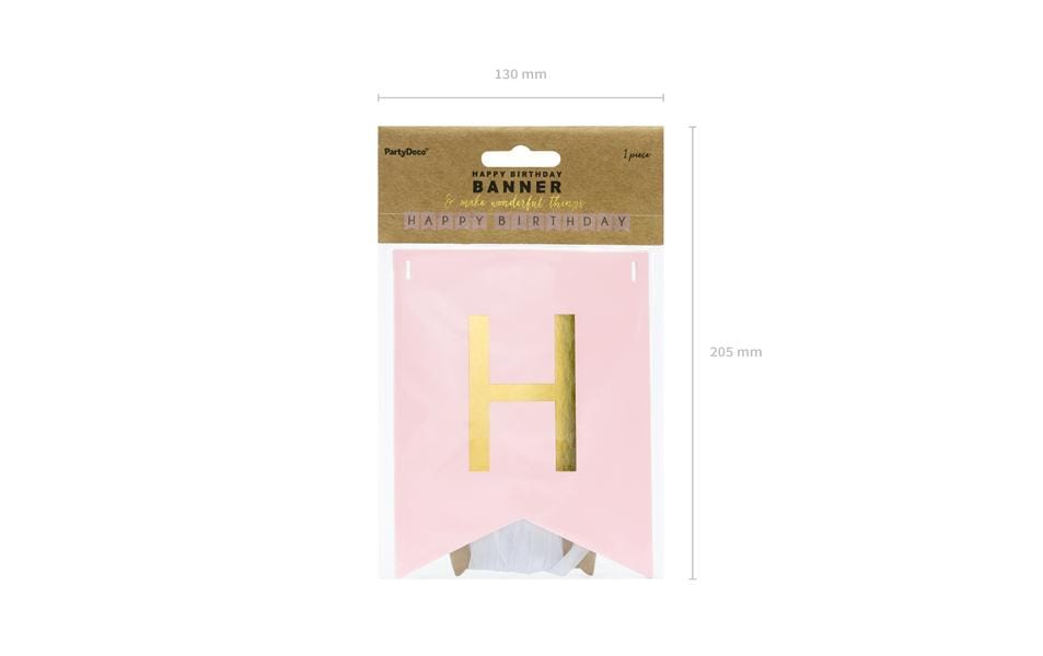 Partydeco Girlande Happy Birthday Hellrosa, 15 x 175 cm