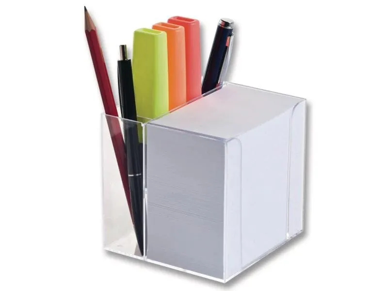 Folia Notizzettel-Dispenser mit Stiftehalter Transparent Folia Notizzettel-Dispenser mit Stiftehalter Transparent