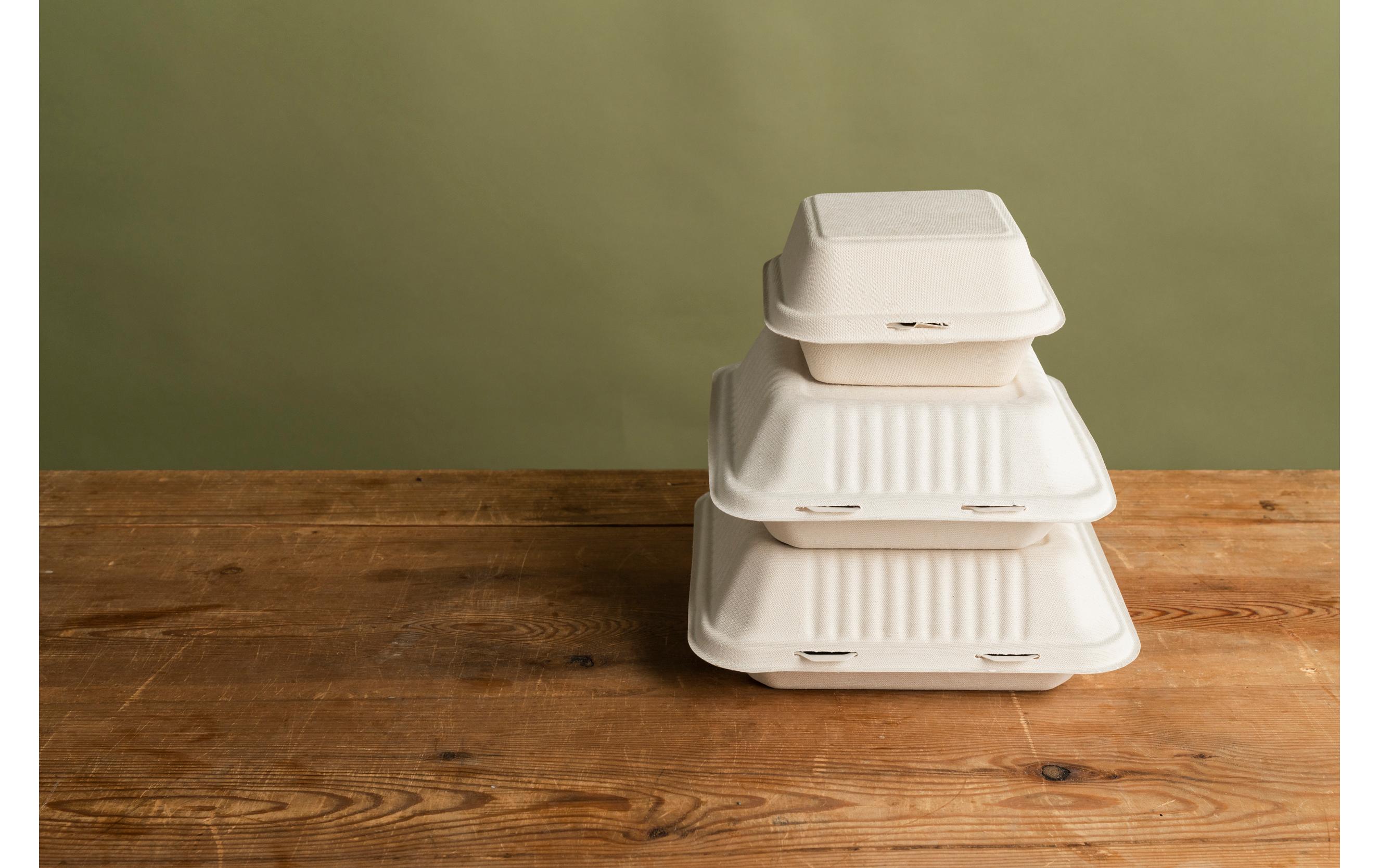 BioPak Menübox Hinged 475 ml Braun ungeteilt, 50 Stück