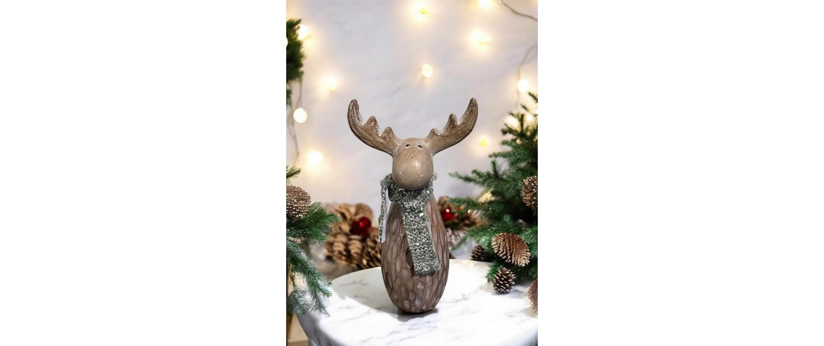 Dameco Weihnachtsfigur Elch mit Schal 19.5 cm, Braun