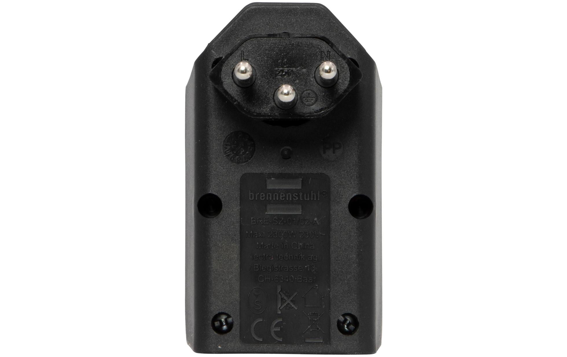 Brennenstuhl Abzweigstecker 2 x T13, 300° drehbar, Schwarz