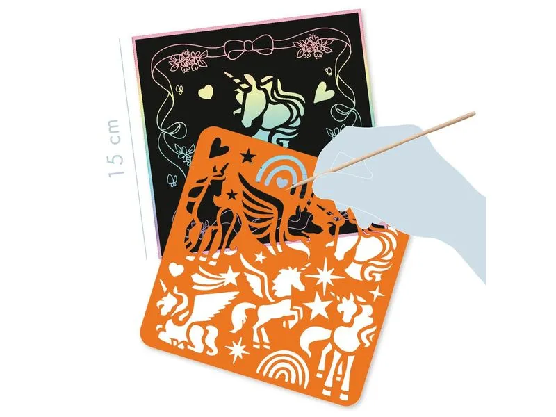Avenue Mandarine Graffy Scratch, Einhörner – Violett 15 x 15 cm